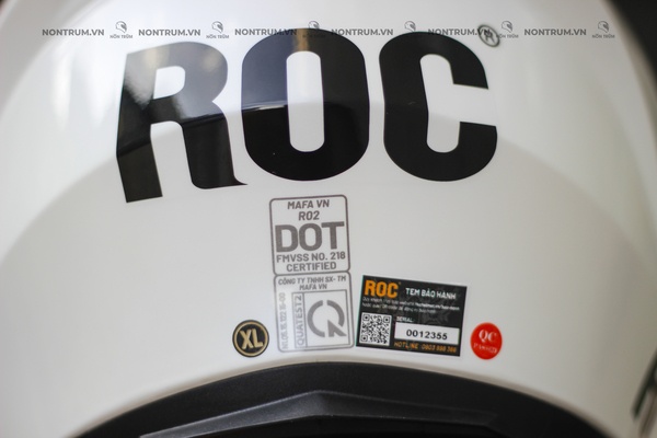 nón bảo hiểm 3/4 ROC R02 trắng tem