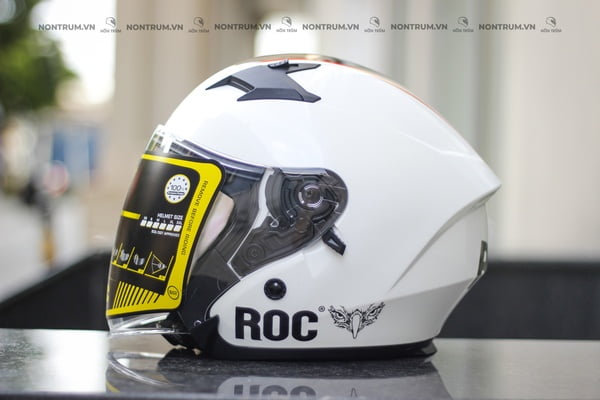 nón bảo hiểm 3/4 ROC R02 trắng tem