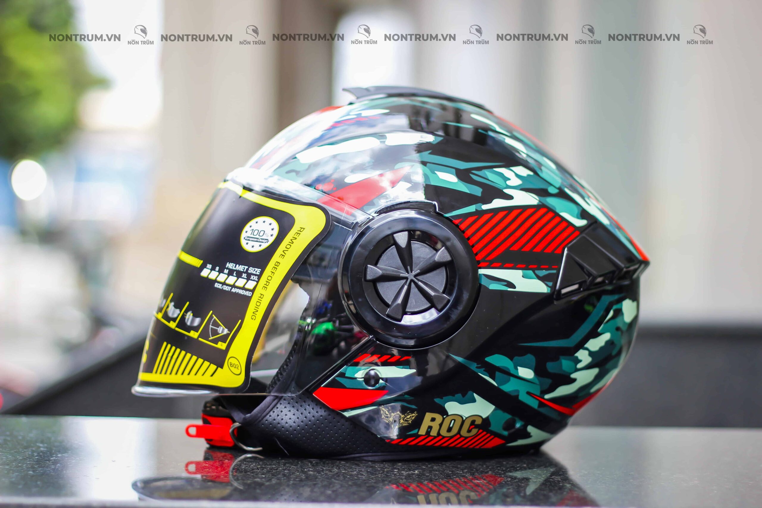 nón roc r06 camo đỏ