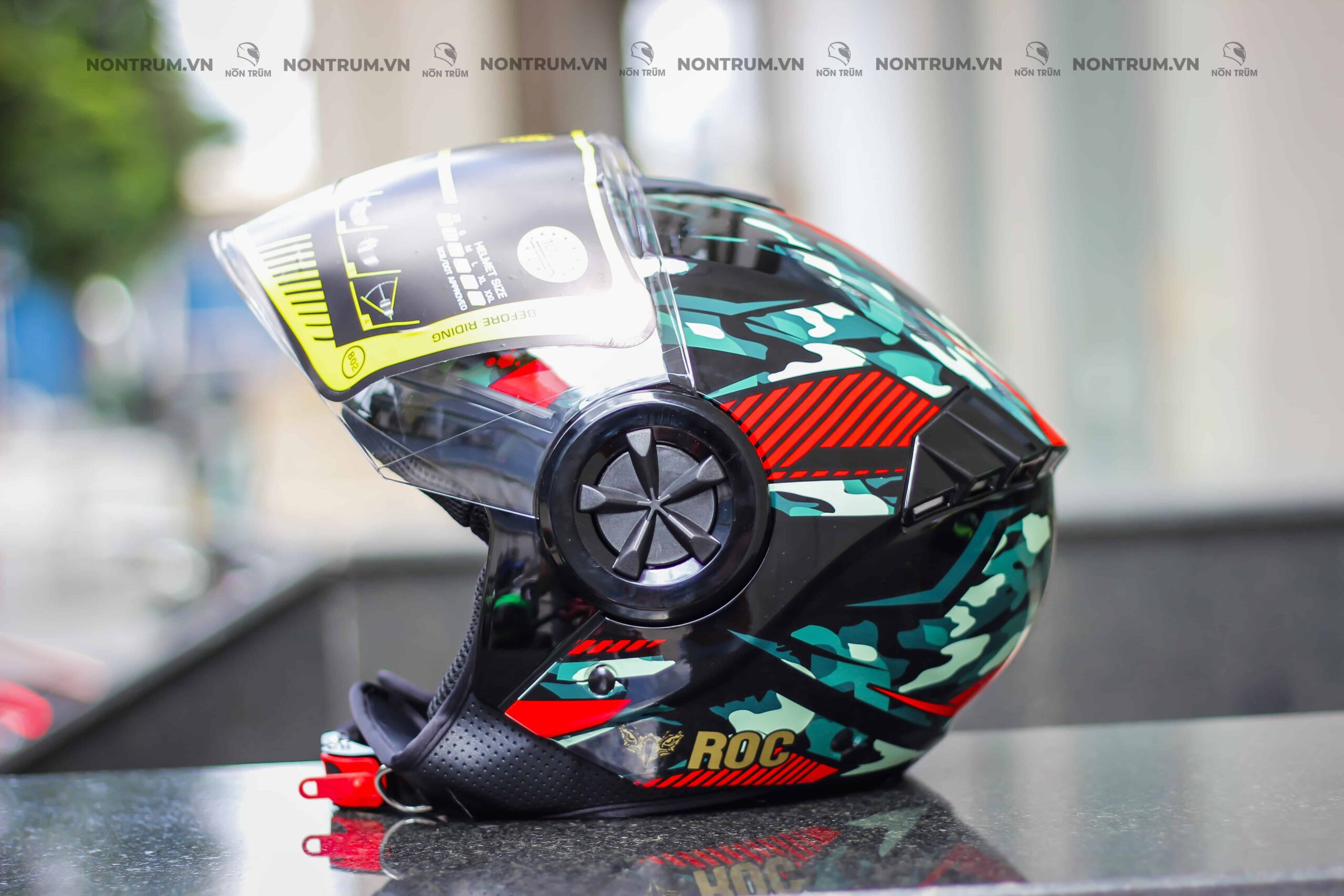 nón roc r06 camo đỏ