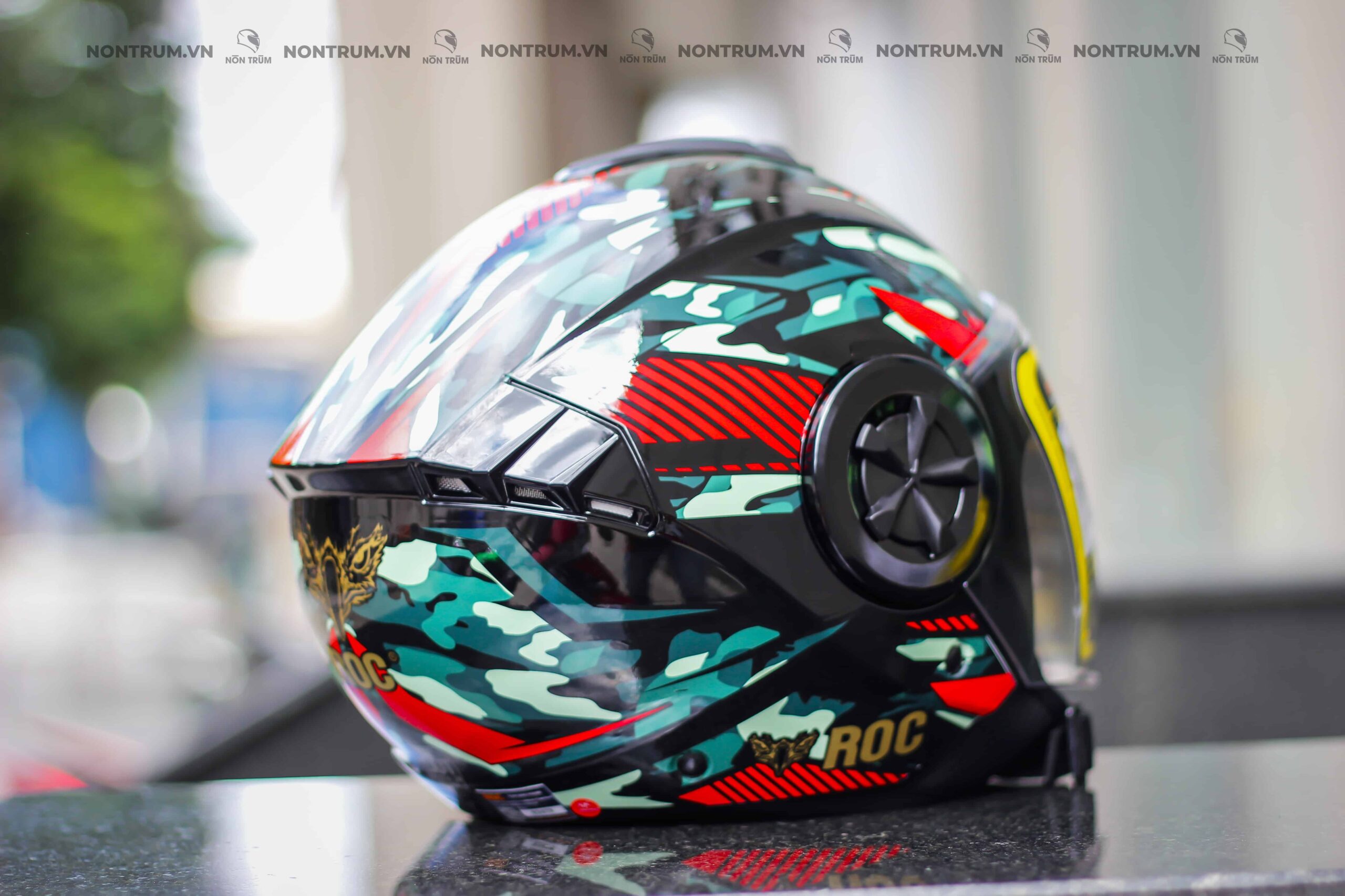 nón roc r06 camo đỏ