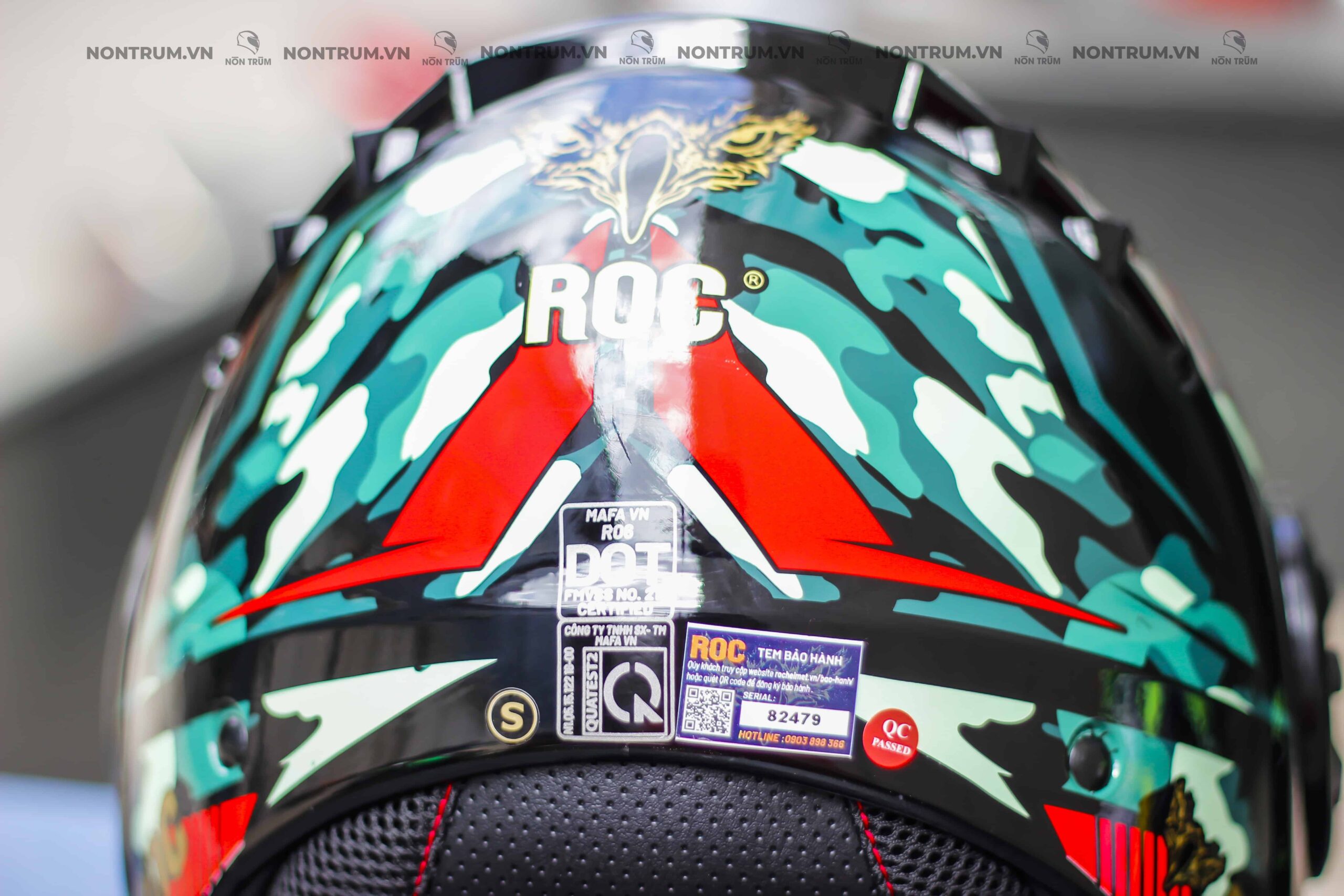 nón roc r06 camo đỏ