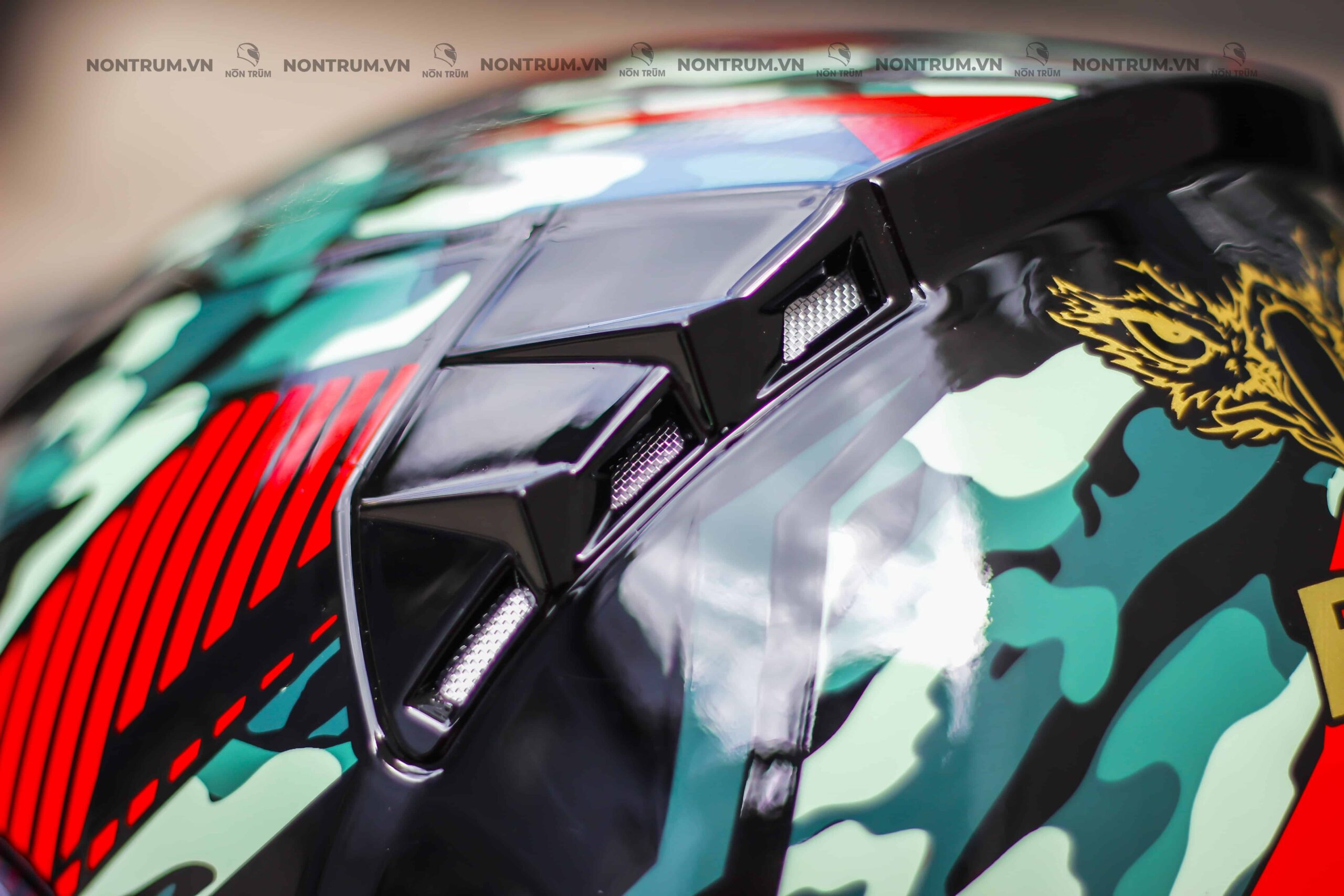 nón roc r06 camo đỏ