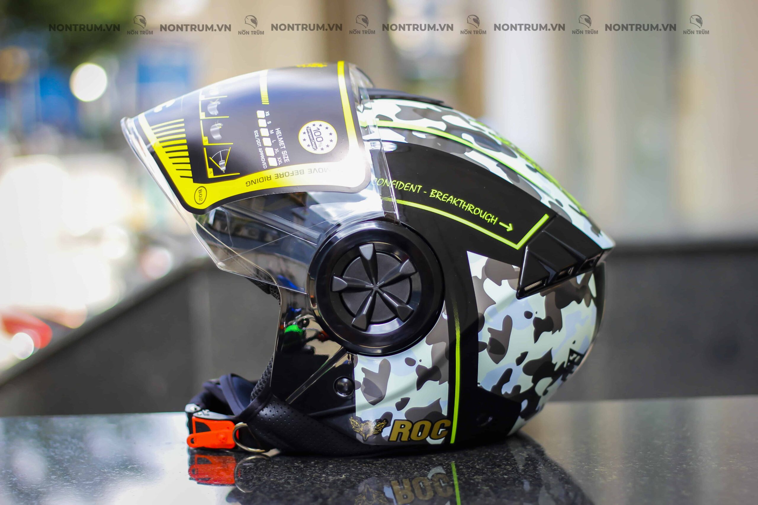 nón roc r06 camo xám
