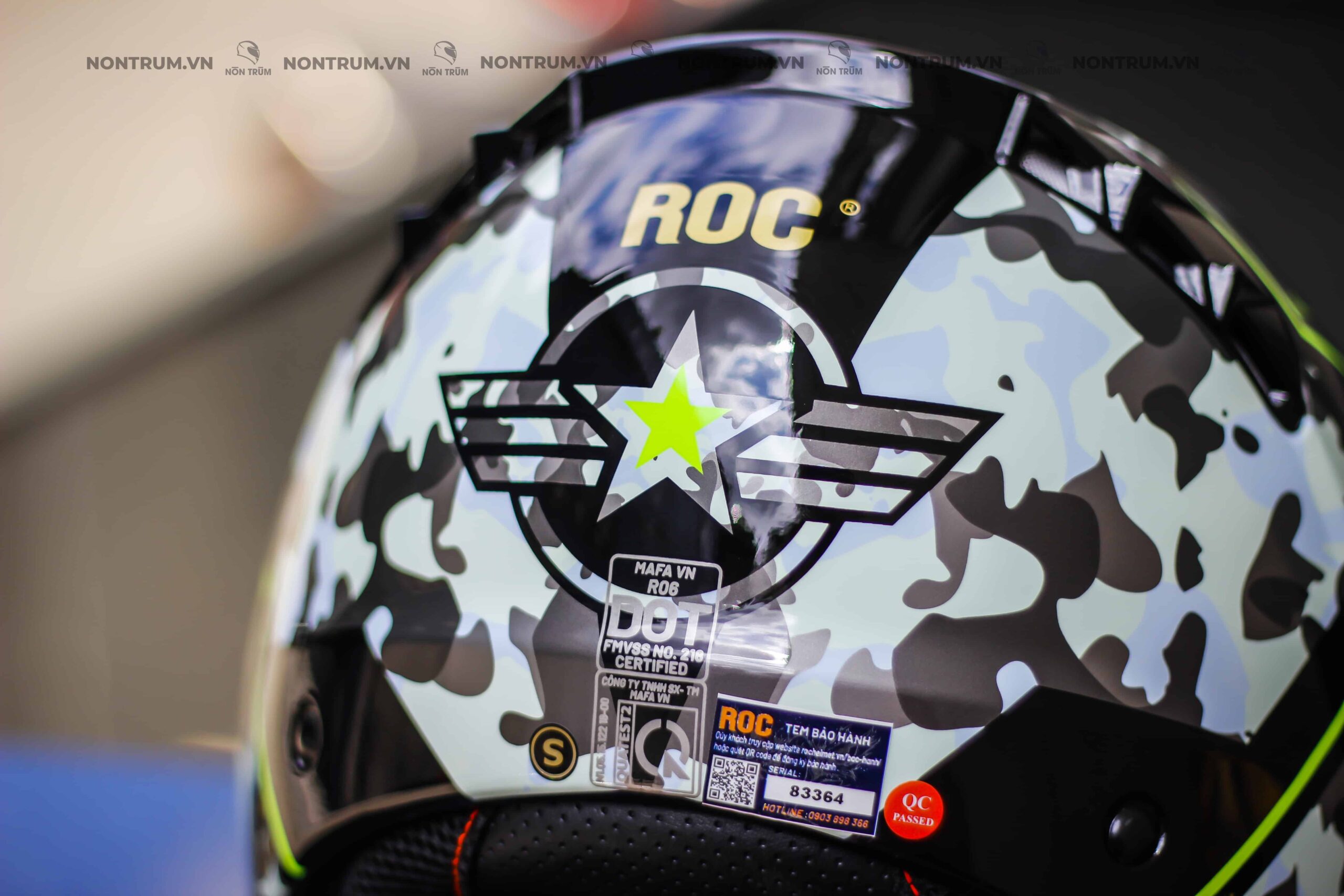 nón roc r06 camo xám