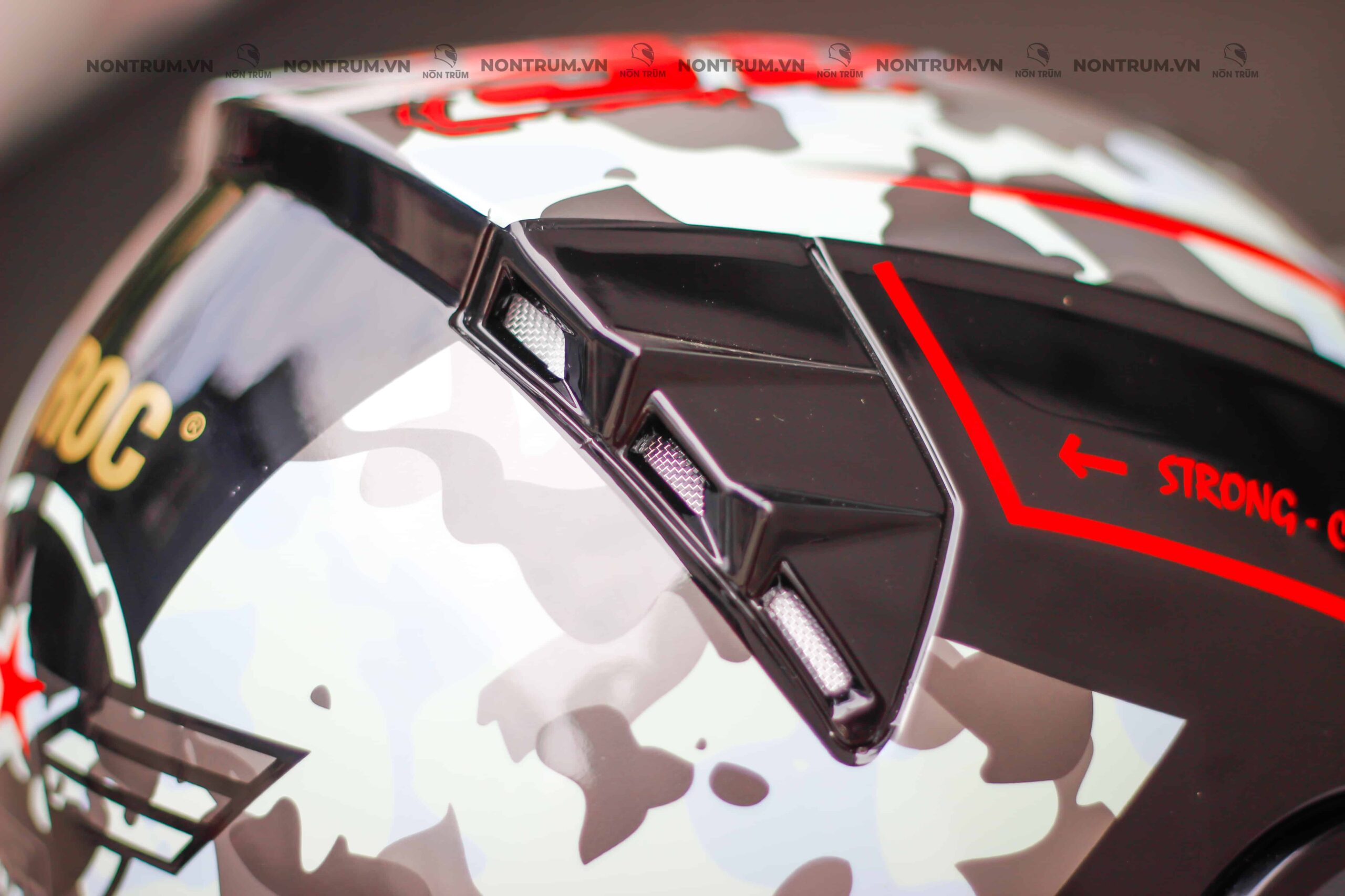 nón roc r06 camo xám đỏ 10