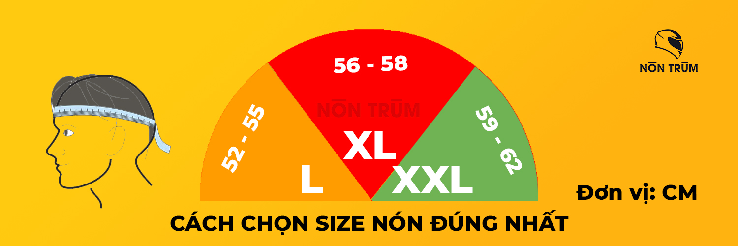 size nón 3/4 roc r02