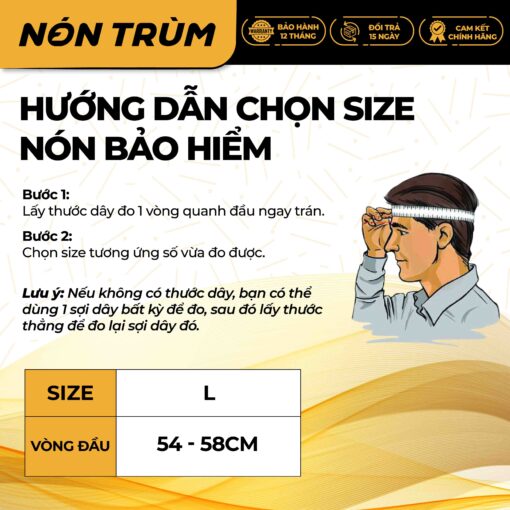 Bảng hướng dẫn chọn size nón bảo hiểm Royal M379